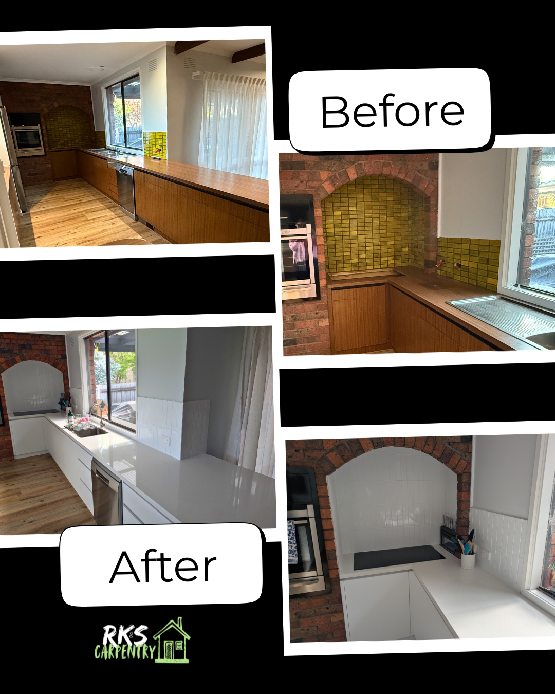 Kitchen renovation before and after - modern white kitchen transformation
